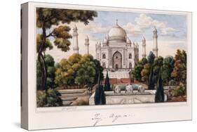 The Taj Mahal from the Garden, C.1840 (Pen and Grey Ink, W/C, Heightened with Touches of White,)-null-Stretched Canvas