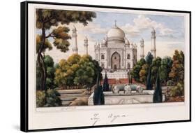 The Taj Mahal from the Garden, C.1840 (Pen and Grey Ink, W/C, Heightened with Touches of White,)-null-Framed Stretched Canvas