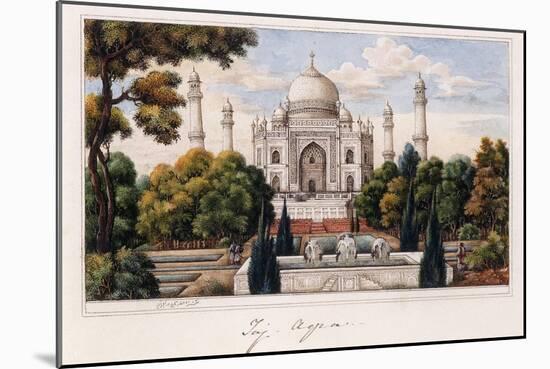 The Taj Mahal from the Garden, C.1840 (Pen and Grey Ink, W/C, Heightened with Touches of White,)-null-Mounted Premium Giclee Print