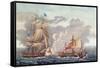 The Taking of English Vessel 'The Java' by the American Frigate, 'The Constitution'-Louis Ambroise Garneray-Framed Stretched Canvas