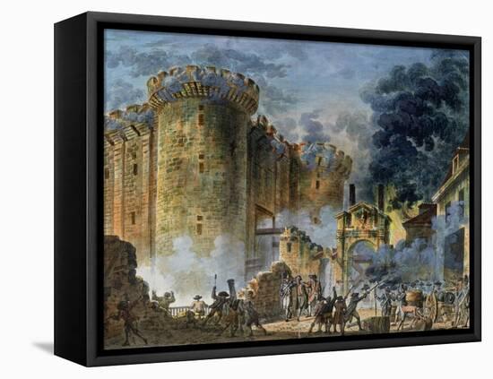 The Taking of the Bastille, 14th July 1789-Jean Pierre Louis L.. Houel-Framed Stretched Canvas