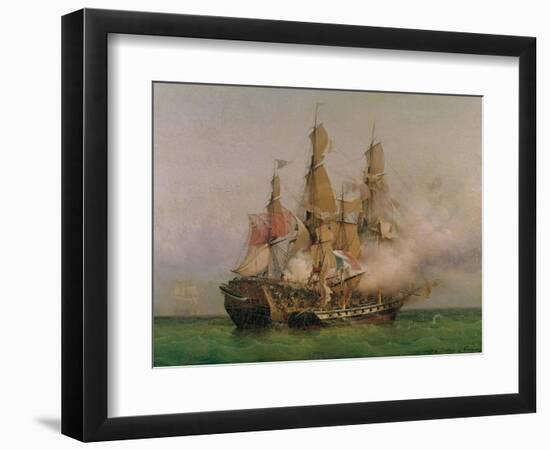 The Taking of the "Kent" by Robert Surcouf in the Gulf of Bengal, 7th October 1800, 1850-Louis Garneray-Framed Giclee Print