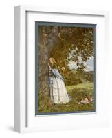 "The Talking Oak", Illustration to the Poem by Tennyson: a Girl and a Tree Share Confidences-W. Maw-Framed Art Print