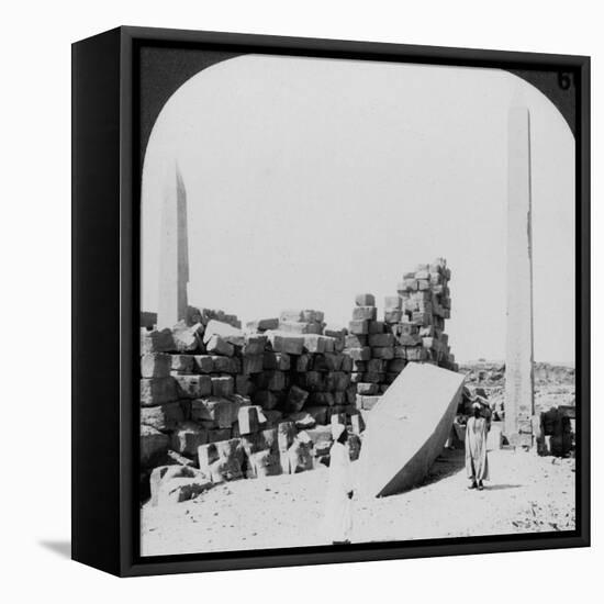 The Tallest Obelisk in Egypt, in the Temple at Karnak, Thebes, Egypt, 1905-Underwood & Underwood-Framed Stretched Canvas