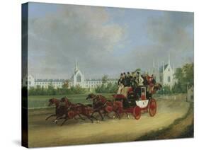 The 'Tally-Ho' London - Birmingham Stage Coach Passing Whittington College, Highgate-James Pollard-Stretched Canvas