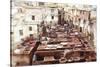 The Tannery in Fez, Morocco-Peter Adams-Stretched Canvas