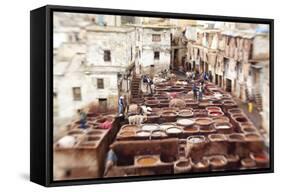 The Tannery in Fez, Morocco-Peter Adams-Framed Stretched Canvas