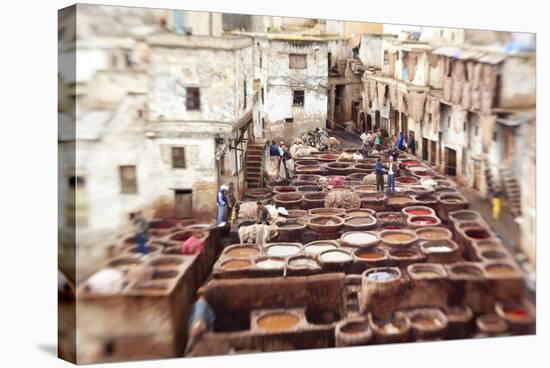 The Tannery in Fez, Morocco-Peter Adams-Stretched Canvas