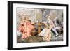 The Tea Party, (Watercolour with Pencil on Board)-Giuseppe Signorini-Framed Giclee Print