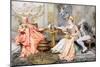 The Tea Party, (Watercolour with Pencil on Board)-Giuseppe Signorini-Mounted Giclee Print