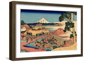 The Tea Plantation of Katakura in the Suruga Province, c.1830-Katsushika Hokusai-Framed Giclee Print
