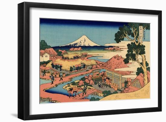 The Tea Plantation of Katakura in the Suruga Province, c.1830-Katsushika Hokusai-Framed Giclee Print