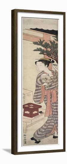 The Tea Stall - Kagiya Osen, c.1769-Suzuki Harunobu-Framed Premium Giclee Print
