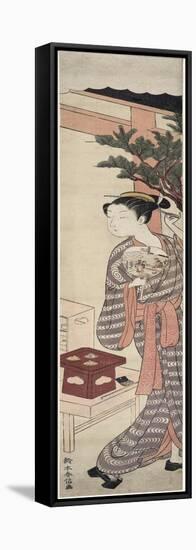 The Tea Stall - Kagiya Osen, c.1769-Suzuki Harunobu-Framed Stretched Canvas