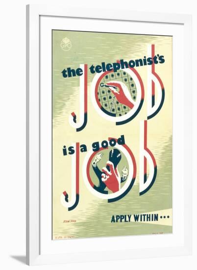 The Telephonist's Job Is a Good Job, Apply Within-Stan Krol-Framed Art Print