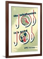 The Telephonist's Job Is a Good Job, Apply Within-Stan Krol-Framed Art Print