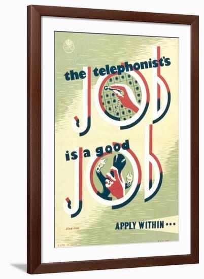 The Telephonist's Job Is a Good Job, Apply Within-Stan Krol-Framed Art Print