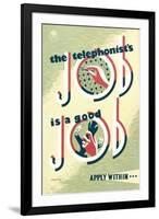 The Telephonist's Job Is a Good Job, Apply Within-Stan Krol-Framed Art Print