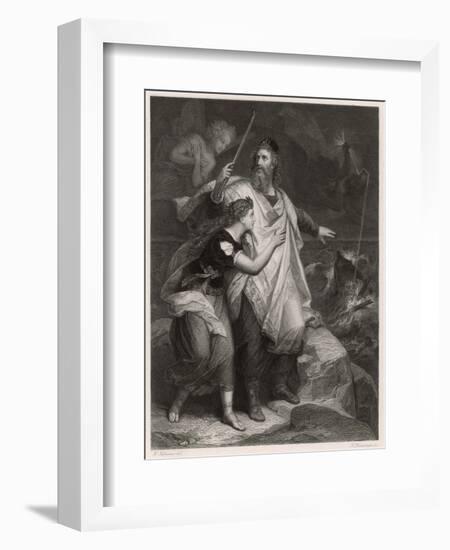 The Tempest, Prospero and Miranda Watch the Shipwreck-Heinrich Hofmann-Framed Art Print