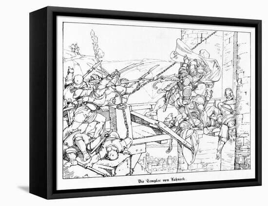 The Templars of Lahneck, Engraved by J. Dielmann-Alfred Rethel-Framed Stretched Canvas