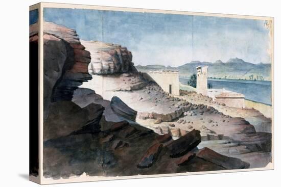 'The Temple of Amada in Nubia', 19th century. Artist: Nestor l'Hote-Nestor l'Hote-Stretched Canvas