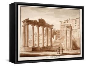 The Temple of Fortune, known as the Temple of Concord and the Temple of Jupiter Tonans, 1833-Agostino Tofanelli-Framed Stretched Canvas