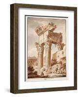 The Temple of Jupiter Tonans, Ruins, 1833-Agostino Tofanelli-Framed Giclee Print