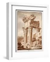 The Temple of Jupiter Tonans, Ruins, 1833-Agostino Tofanelli-Framed Giclee Print