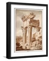 The Temple of Jupiter Tonans, Ruins, 1833-Agostino Tofanelli-Framed Giclee Print