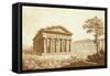 The Temple of Neptune and the Basilica at Paestum-Franz Kaisermaan-Framed Stretched Canvas