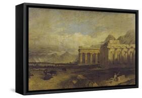 The Temples of Paestum-William Linton-Framed Stretched Canvas