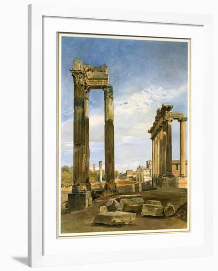 The Temples of Vespasian and Saturn, with the Temple of Castor Beyond, the Forum, Rome-Thomas Hartley Cromek-Framed Giclee Print