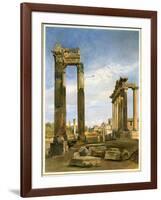 The Temples of Vespasian and Saturn, with the Temple of Castor Beyond, the Forum, Rome-Thomas Hartley Cromek-Framed Giclee Print