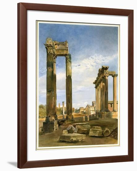 The Temples of Vespasian and Saturn, with the Temple of Castor Beyond, the Forum, Rome-Thomas Hartley Cromek-Framed Giclee Print