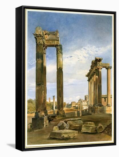 The Temples of Vespasian and Saturn, with the Temple of Castor Beyond, the Forum, Rome-Thomas Hartley Cromek-Framed Stretched Canvas