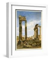 The Temples of Vespasian and Saturn, with the Temple of Castor Beyond, the Forum, Rome-Thomas Hartley Cromek-Framed Giclee Print