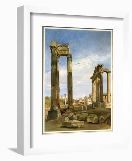 The Temples of Vespasian and Saturn, with the Temple of Castor Beyond, the Forum, Rome-Thomas Hartley Cromek-Framed Giclee Print