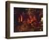 The Temptation of St. Anthony, Detail Showing the City in Flames and Demons-Jan Mandyn-Framed Giclee Print