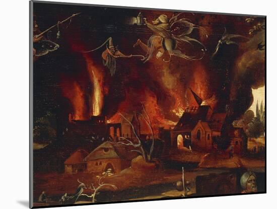 The Temptation of St. Anthony, Detail Showing the City in Flames and Demons-Jan Mandyn-Mounted Giclee Print