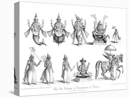 The Ten Abatars or Incarnations of Vishnu-A Thom-Stretched Canvas