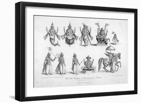 The Ten Avatars (Incarnations) of Vishnu-null-Framed Art Print