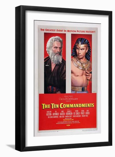 The Ten Commandments, Charlton Heston, Yul Brynner, 1956-null-Framed Art Print