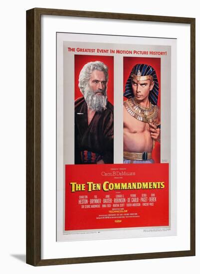 The Ten Commandments, Charlton Heston, Yul Brynner, 1956-null-Framed Art Print