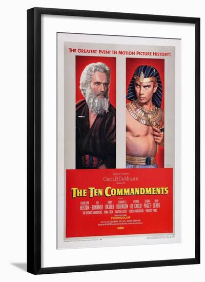 The Ten Commandments, Charlton Heston, Yul Brynner, 1956-null-Framed Art Print