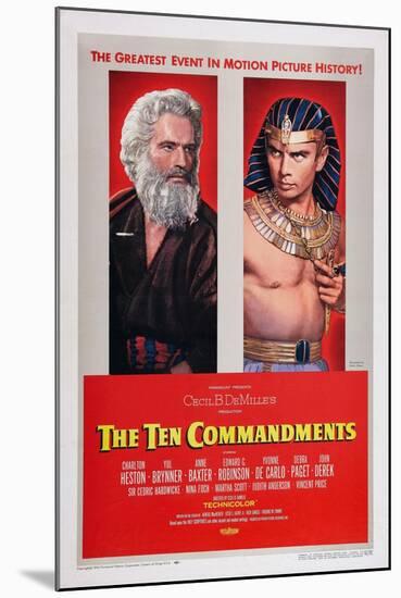 The Ten Commandments, Charlton Heston, Yul Brynner, 1956-null-Mounted Art Print