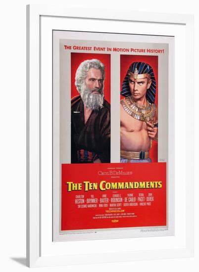 The Ten Commandments, Charlton Heston, Yul Brynner, 1956-null-Framed Art Print