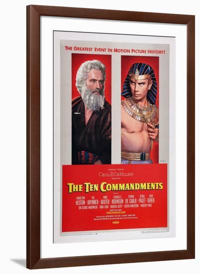 The Ten Commandments, Charlton Heston, Yul Brynner, 1956-null-Framed Art Print