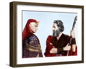 The Ten Commandments, Yul Brynner, Charlton Heston, 1956-null-Framed Photo