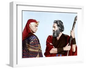 The Ten Commandments, Yul Brynner, Charlton Heston, 1956-null-Framed Photo