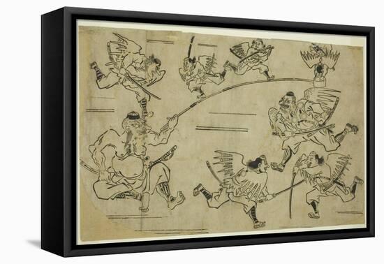 The Tengu King Training His Pupils, C.1690-Hishikawa Moronobu-Framed Stretched Canvas